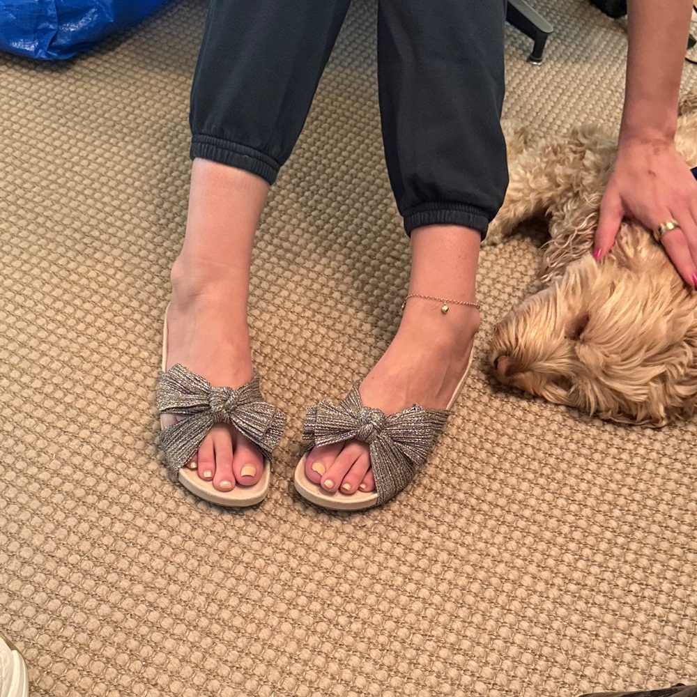 Elegant Silver Bow loeffler randall sandals
